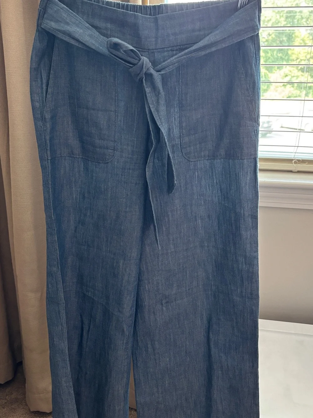 J. Crew Wide-Leg Tie-Waist Jeans — Denim Blue